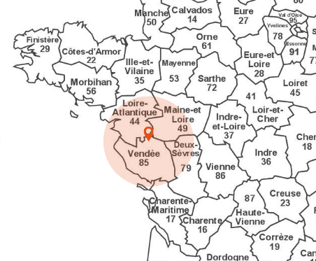 Zone d'intervention DOMEVA, Vendée, Loire-Atlantique et Maine-et-Loire